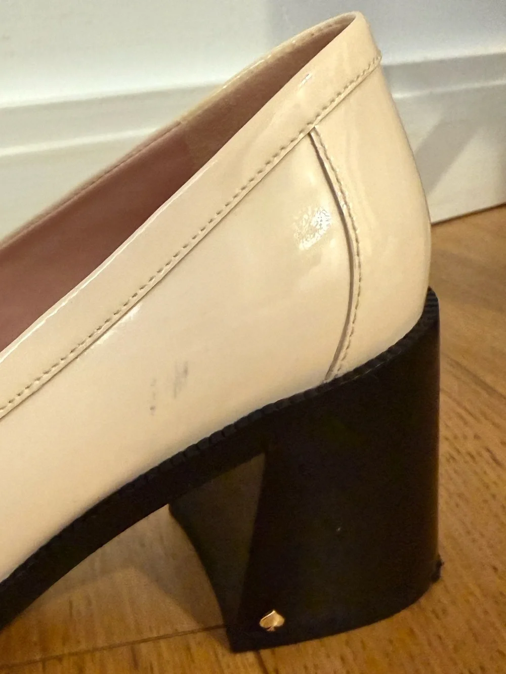 Kate Spade White Patent Leather Lori Heeled Loafer Pump size 7.5